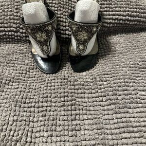 Madeline Stuart Black and Silver Sandals